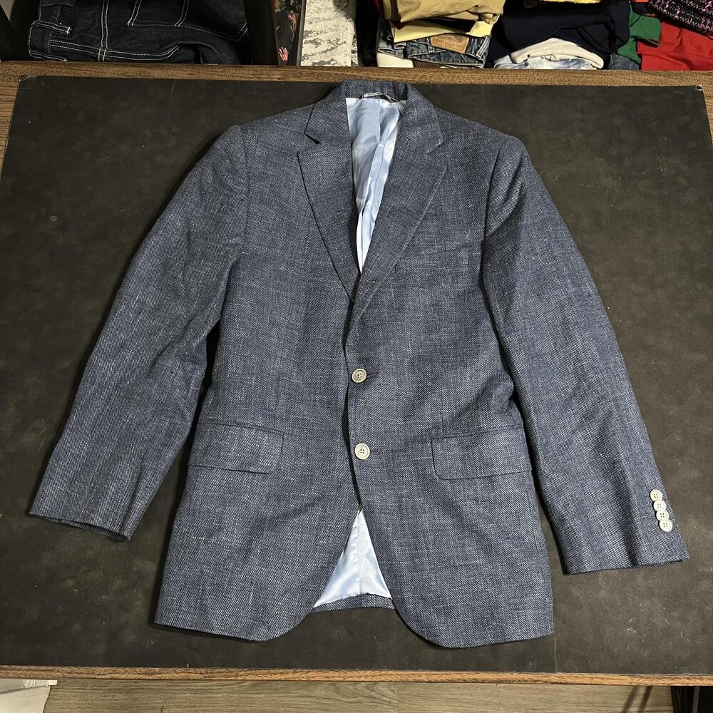 Jack Victor Blazer Mens 36 Blue Herringbone Wool Linen Tweed Sport Coat Canada